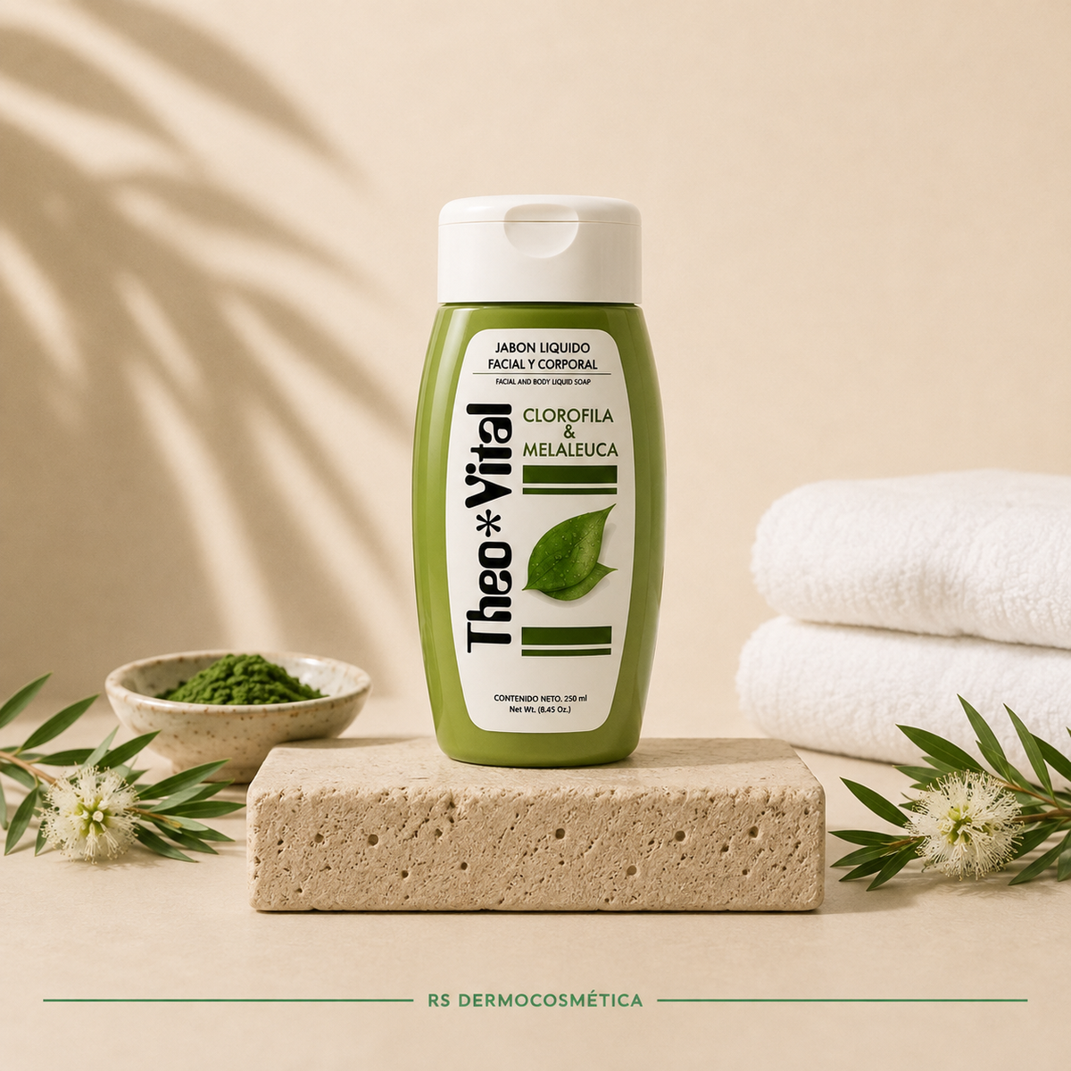 Jabón líquido facial y corporal con clorofila y melaleuca